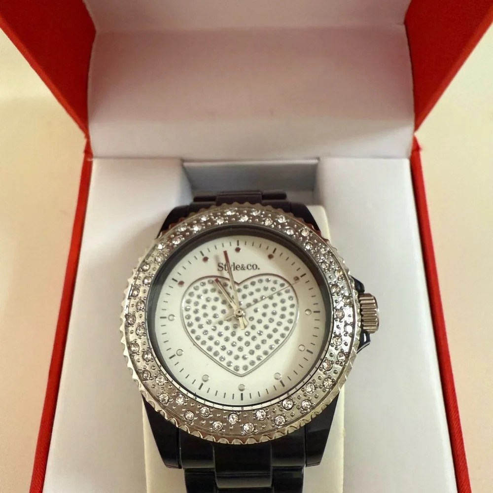 Style & Co. Silver Watch with Crystal Details